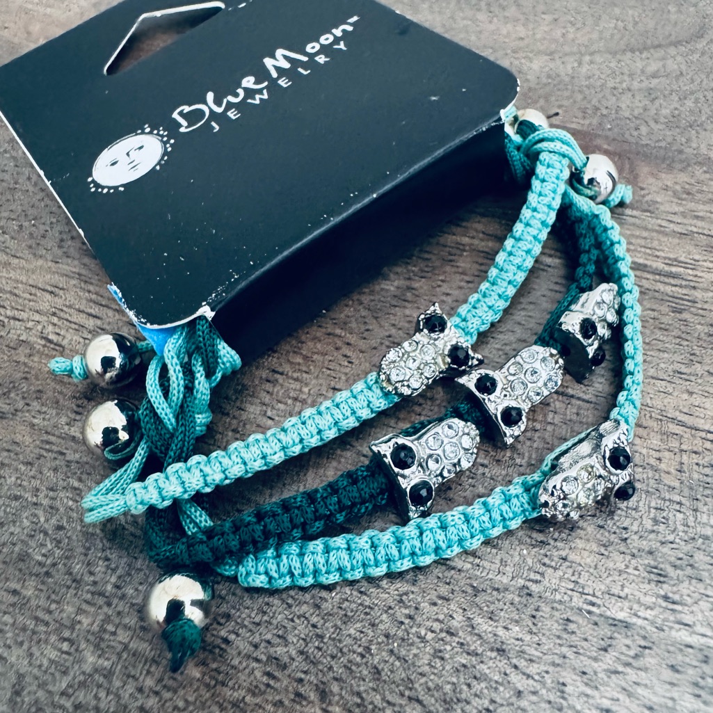 Crystal Owl Blue Moon Jewelry Charm Bracelets Set
